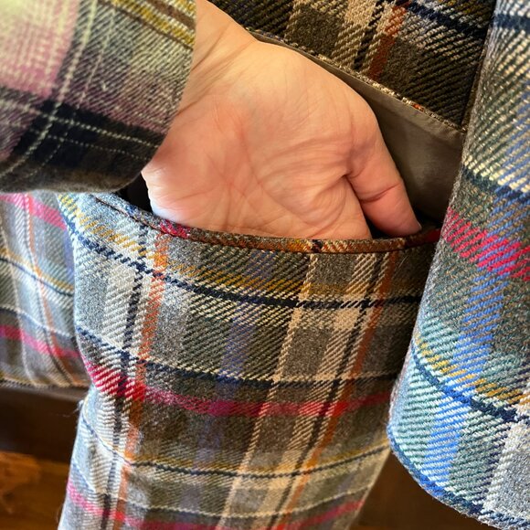 Clementino Peter Hahn Wool Blazer Jacket Tartan Plaid Women's 16/18/1X Petite - Picture 5 of 9